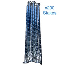 200 6-Inch Landscape Stakes, Spiral Metal Galvanized Garden Nails - £62.27 GBP