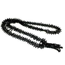 1920s Art Deco Czech Black Seed Bead Flapper Necklace Vintage - £39.77 GBP