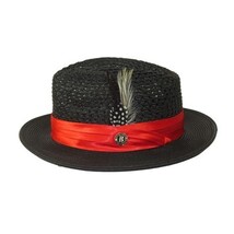 Men's Braided Straw Hat BRUNO CAPELO JULIAN JU932 Black/Red image 5