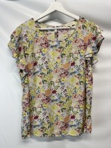 Cynthia Rowley Popover Blouse Top Floral Flutter Sleeve M - £17.10 GBP