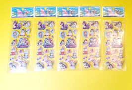 LOT 5x STICKERS SHEETS UNICORN DREAM A LITTLE EATING DONUT RAINBOW PLAYI... - $6.79
