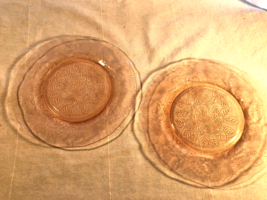 2 Pink Dogwood 8 Inch Luncheon Plates Depression Glass Mint - £15.68 GBP