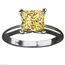 5.68 CTW Princess Cut Square Canary Solitaire Wedding Ring Set in 14k Black Gold - £532.76 GBP