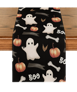 Smile Watercolor Cute Ghost Halloween Table Runner 13 X 72 Black - $368.88 MXN