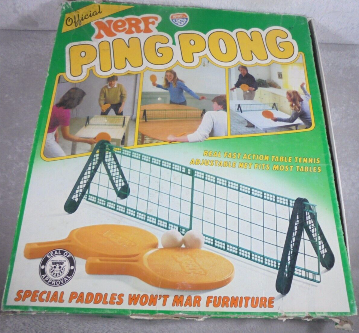 Vintage Nerf Ping Pong Game Complete! 1982 Parker Brothers Table Tennis ... - $16.78