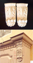 One Pair of Unpainted Wood Carved Onlay Leaf Flower Home Decoration - $11.94+