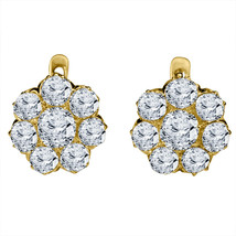 14K Yellow Gold Plated 1.50Ct Round Cut Simulated Diamond Antique Stud Earrings - £71.65 GBP