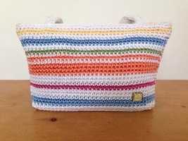 The Sak Collective Hand Crocheted Stripe Colorful Rainbow Small Handbag Purse - £29.50 GBP