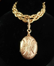 Victorian Locket rose gold filled RARE beauty antique necklace 18&quot; thick  - £231.97 GBP