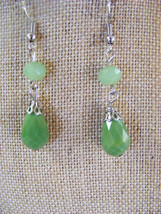 Bright Lime Green Glass Faceted Drop Ladies  Dangle Pierced Earrings - $8.01