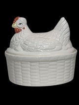 Vtg White Ceramic Chicken Hen Nest Soup Tureen No Ladel Farmhouse Cottage - £13.84 GBP