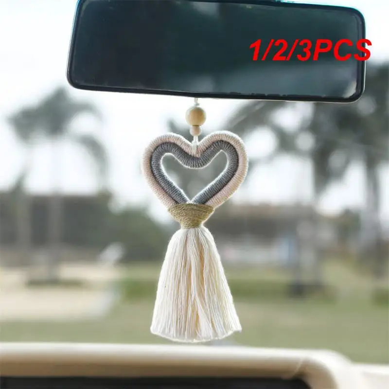 1/2/3PCS Creative Heart-Shaped Car Pendant Handmade Cotton Rope Woven Hanging - £12.09 GBP+