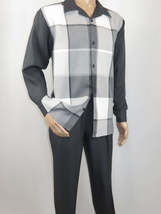 Men's MONTIQUE Two Piece Set Walking Leisure Suit 2370 Gray Plaid image 3