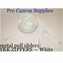 6 YKK Zippers 30" White #10 Metal Pull with Free Top Stops - $50.22