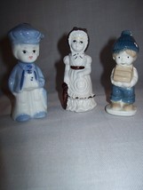 Lot of 3 Vintage Ceramic Boys 2 Blue Hues Girl 1 White &amp; Brown - £5.56 GBP