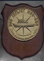 Vintage USN USS Inflict MSO-456 &quot;Clearing The Way&quot; Commemorative Wall Plaque - £15.63 GBP