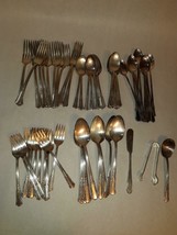 Vintage Wm Rogers Overlaid Flatware Lot of 57 pc Silver Plate Deco Look - £53.02 GBP