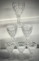Vintage FOSTORIA American Crystal Glass Footed Wine Goblet 4 1/4&quot; Set of 6 - £72.37 GBP