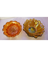 GOLD IRIDESCENT PATTERN GLASS Bowl candy dish Sunflower BUTTON STAR 6&quot; C... - £0.78 GBP