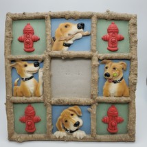 Puppy Dog &amp; Fire Hydrant Square 3D Resin Picture Frame for 3.5&quot; x 3.5&quot; Photo - £6.12 GBP