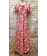Vintage 60s Women *S Floral Maxi Dress Gown Pink Chiffon Flutter Sleeve ... - £155.84 GBP