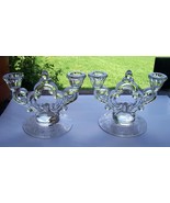 Stunning Pair of Cambridge Rose Point Crystal 2 Lite Key Hole Candle Sticks - £38.83 GBP