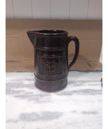 Handmade Vintage Salt Glazed Pottery Pitcher 9&quot; H X 8&quot; W, Brown Pottery Jug - £19.44 GBP