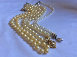 Lot of 3 VTG Fashion Beaded Strands Necklaces White Pearl Faux - £27.78 GBP