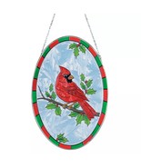 Holly Cardinal Stained Glass Style Hanging Suncatcher - $45.12 CAD