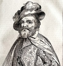 Captain John Smith Portrait 1845 Wood Engraving Victorian Revolution DWY9A - $56.06 CAD