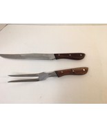 Vtg Emperor Steel Household Japan Carving Set Knife Fork Wood Handles St... - £12.58 GBP