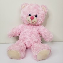 BABW Pink Curly Bear Plush Stuffed Teddy Blue Eyes 18&quot; Build Workshop - £16.01 GBP