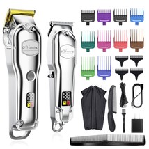 Men&#39;S Ipx7 Waterproof Cordless Barber Clipper For Hair Cutting Kit With ... - £42.59 GBP