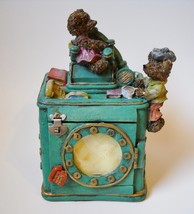 Photo Piggy Bank Money Box Picture Frame Teddy Bears Telephone Green Resin - £21.51 GBP