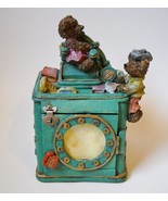 Photo Piggy Bank Money Box Picture Frame Teddy Bears Telephone Green Resin - £21.24 GBP