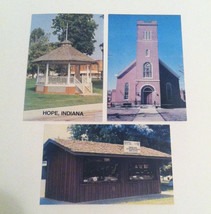 Lot of 3 Hope Indiana vintage postcards bandstand Moravian Church museum - £1.59 GBP