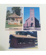 Lot of 3 Hope Indiana vintage postcards bandstand Moravian Church museum - £1.56 GBP