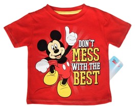 MICKEY MOUSE DISNEY Boys Red Cotton Tee T-Shirt NWT Toddler&#39;s Sz. 2T or ... - $9.99