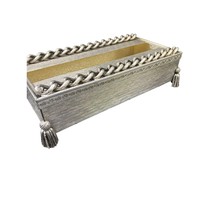 Vintage Chain and Tassel Tissue Box Cover Silver MCM Hollywood Regency - $98.99
