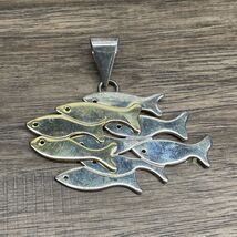 Vintage Two Tone School of Fish Pendant Estate Jewelry Find KG - $11.88