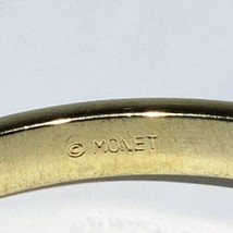 Set of 2 VTG Monet Dark Navy Blue and White Enamel Gold Tone Bangle Bracelets - £13.58 GBP