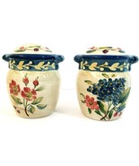 CIC Blue Floral Salt and Pepper Shakers With Caddy Blue Trim &amp; Floral Motif - £10.61 GBP