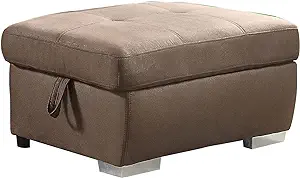 Fabric Upholstered Ottman With Storage In Brown Finish - £707.63 GBP