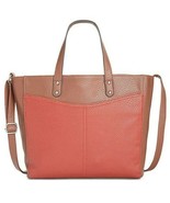 Style&Co  Crossbody Tote Leesaa Brown Burnt Coral Colorblock Vegan Leather NWT - $18.23