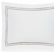 Sferra GRANDE HOTEL King Sham Egyptian Cotton Percale White/Grey SatinStitch New - £36.52 GBP