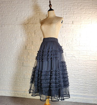 Orange Tiered Tulle Skirt Outfit Women Custom Plus Size Midi Tulle Skirt image 5
