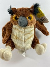 Wild Republic Itsy Bitsies Great Horned Owl Bird 3” Stuffed Brown NEW - $14.80