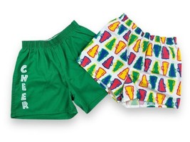 2 Vtg 90s Soffe Spirit Leader Cotton Gym Cheer Dance Shorts AOP Green US... - £17.52 GBP