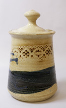 Southwest Style Glazed Pottery Stoneware ARTIST SIGNED Tan Blue RETRO Se... - $21.77