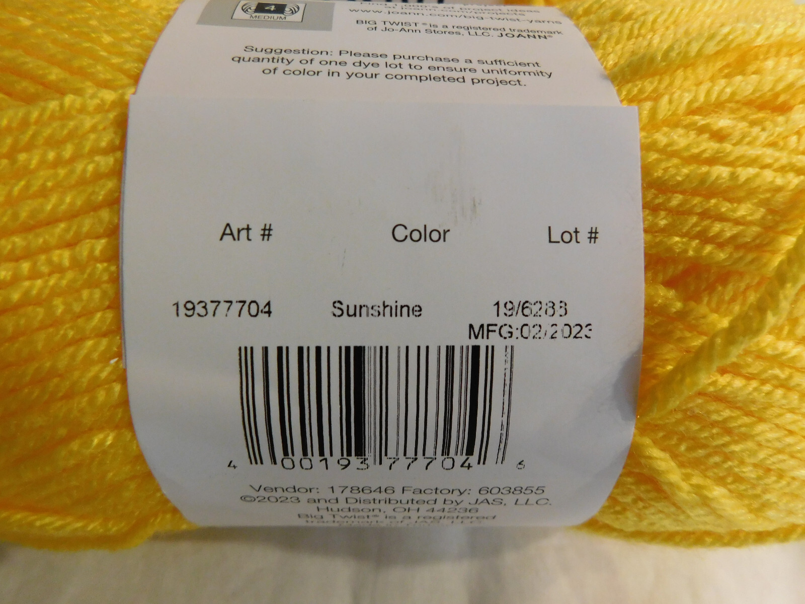 Big Twist Living Sunshine lot of 2 Dye Lot 196288 Item image 2